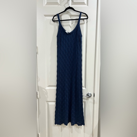And Now This crochet midi dress sleeveless navy blue size large - Picture 2 of 6